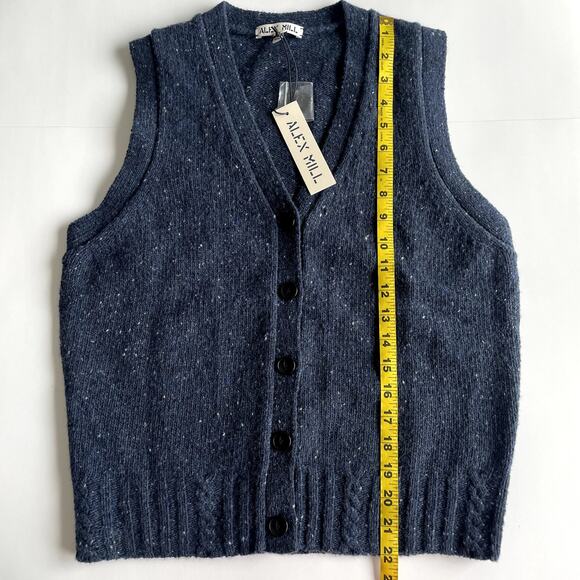 NWT Alex Mill Donegal Navy Wool Blend Cardigan Vest Medium - Picture 12 of 12